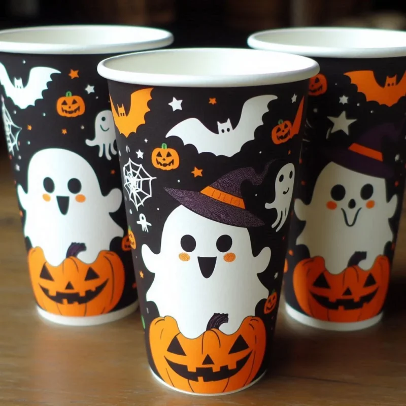 Trang trí halloween bằng ly giấy