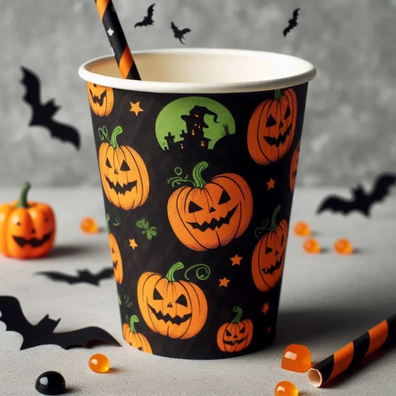 Trang trí halloween bằng ly giấy