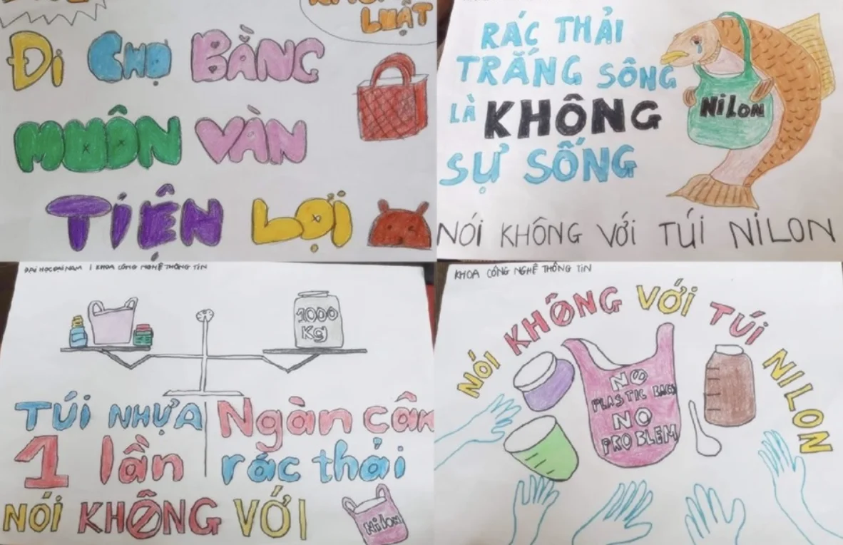 Tranh vẽ nói không với rác thải nhựa