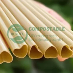 Ống hút bã mía hình trái tim cao cấp, không tan trong nước, không PE