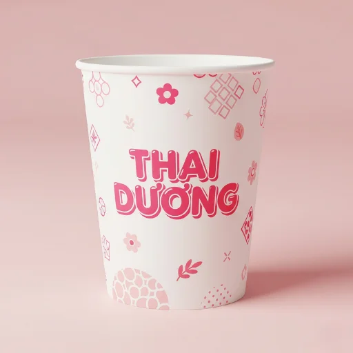 Mẫu ly giấy Thái Dương dùng một lần đẹp, rẻ, in ấn đẹp