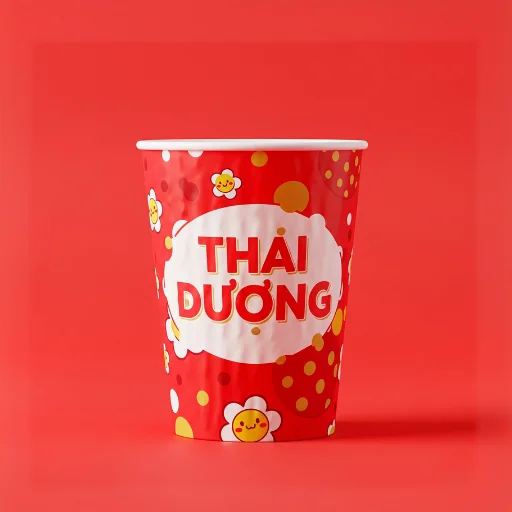 Mẫu ly giấy Thái Dương dùng một lần đẹp, rẻ, in ấn đẹp