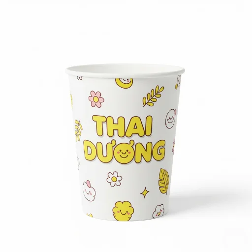 Mẫu ly giấy Thái Dương dùng một lần đẹp, rẻ, in ấn đẹp