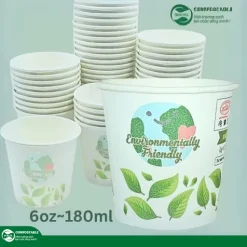 Ly giấy 6oz - 180ml, có in ấn, dùng 1 lần