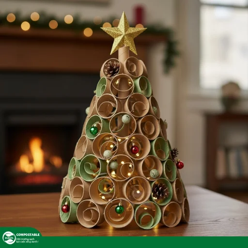 Cách làm cây thông Noel bằng lõi giấy vệ sinh đơn giản, độc đáo, thân thiện với môi trường