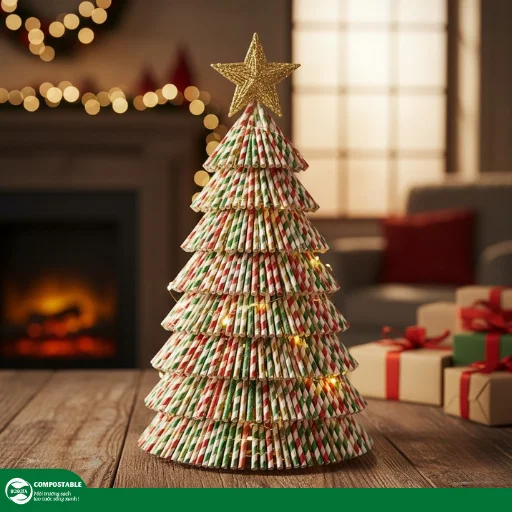 Cách làm cây thông Noel bằng lõi giấy vệ sinh đơn giản, độc đáo, thân thiện với môi trường
