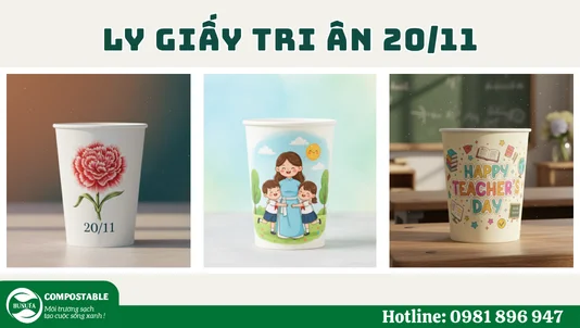 Các mẫu ly giấy tri ân 20/11 đẹp, ý nghĩa nhất tại Hunufa Compostable