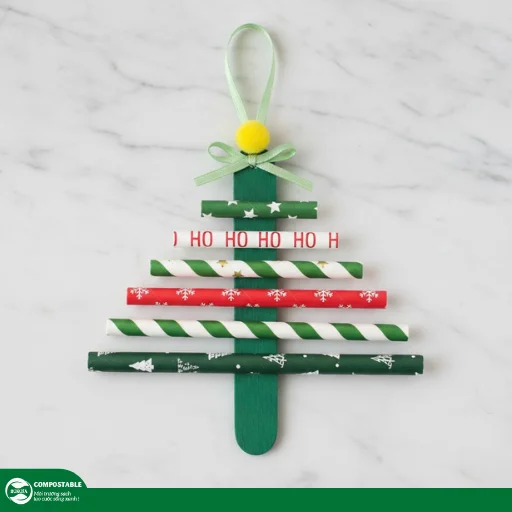 Cách làm cây thông Noel bằng ống hút độc đáo, cực dễ làm