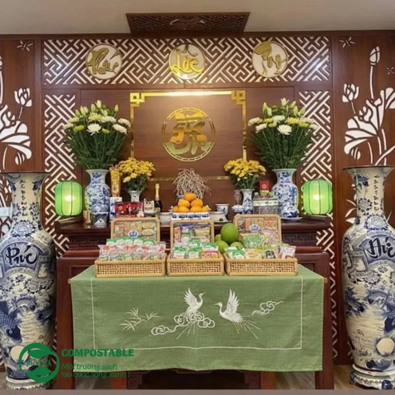 10+ Ý tưởng trang trí bánh kẹo bàn thờ ngày Tết đẹp, sang trọng