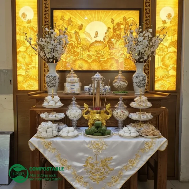 10+ Ý tưởng trang trí bánh kẹo bàn thờ ngày Tết đẹp, sang trọng