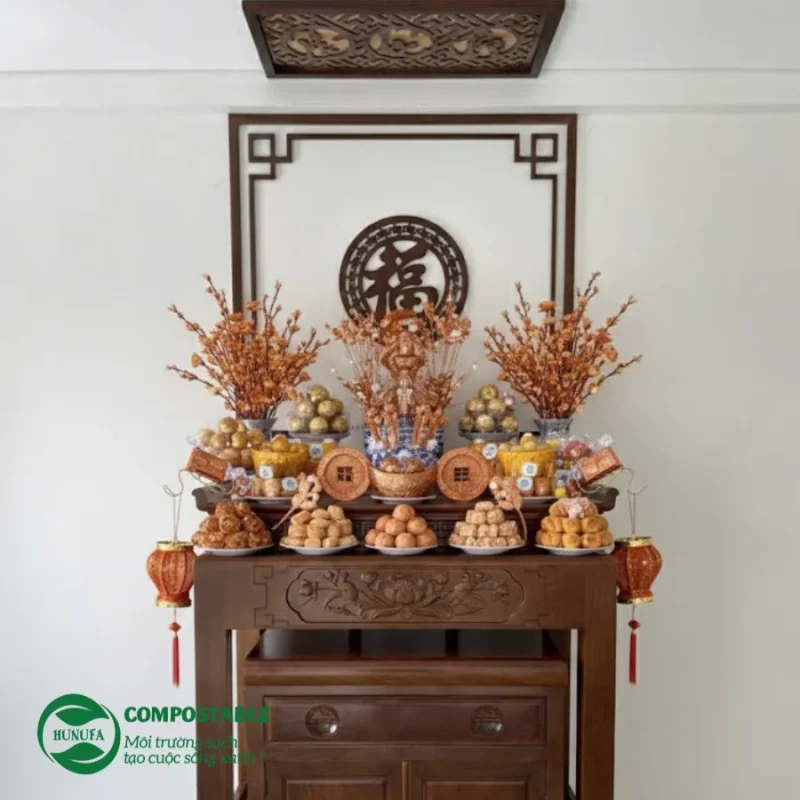 10+ Ý tưởng trang trí bánh kẹo bàn thờ ngày Tết đẹp, sang trọng