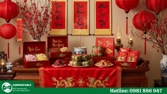 10+ Ý tưởng trang trí bánh kẹo bàn thờ ngày Tết đẹp, sang trọng