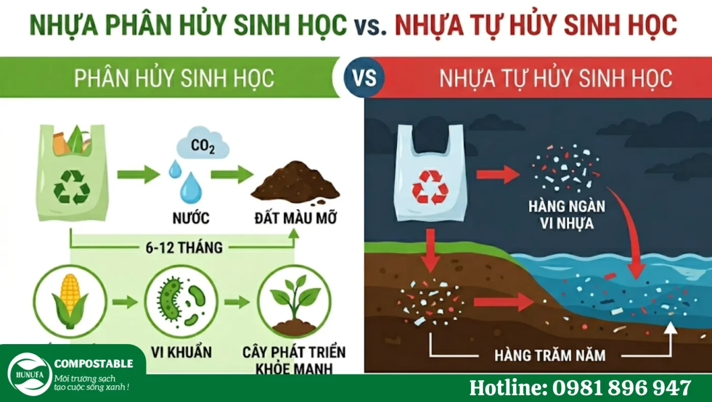 Phân biệt nhựa phân hủy sinh học và nhựa tự hủy sinh học: Hiểu đúng để tránh nhầm lẫn