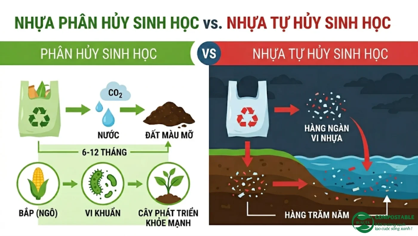 Phân biệt nhựa phân hủy sinh học và nhựa tự hủy sinh học: Hiểu đúng để tránh nhầm lẫn